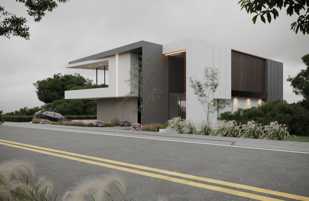 Vista exterior de casa moderna.