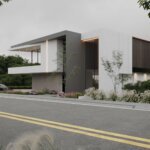 Vista exterior de casa moderna.